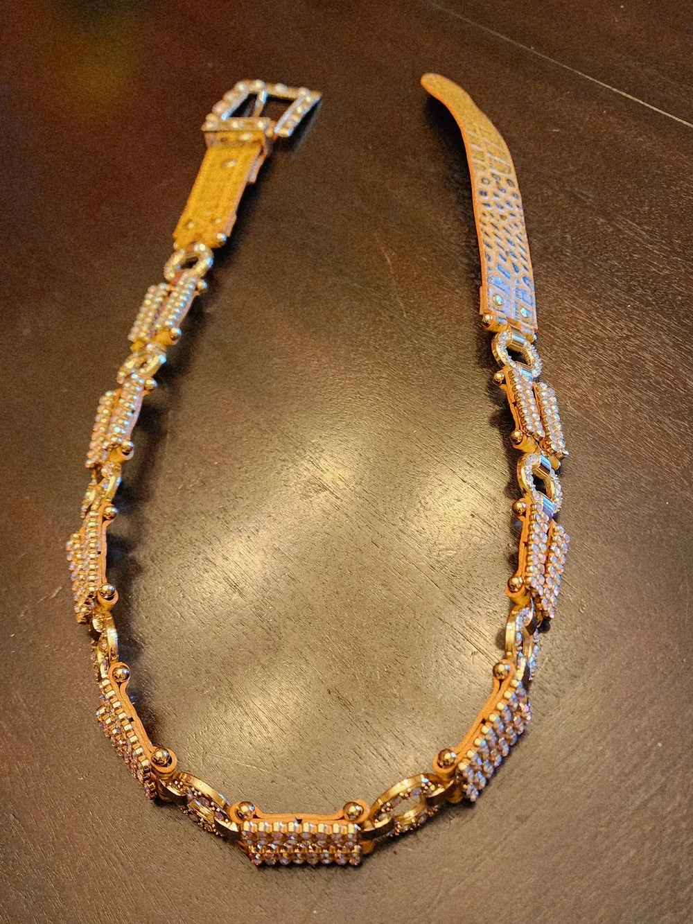 Leatherock Gold-Tone Crystal Link Belt